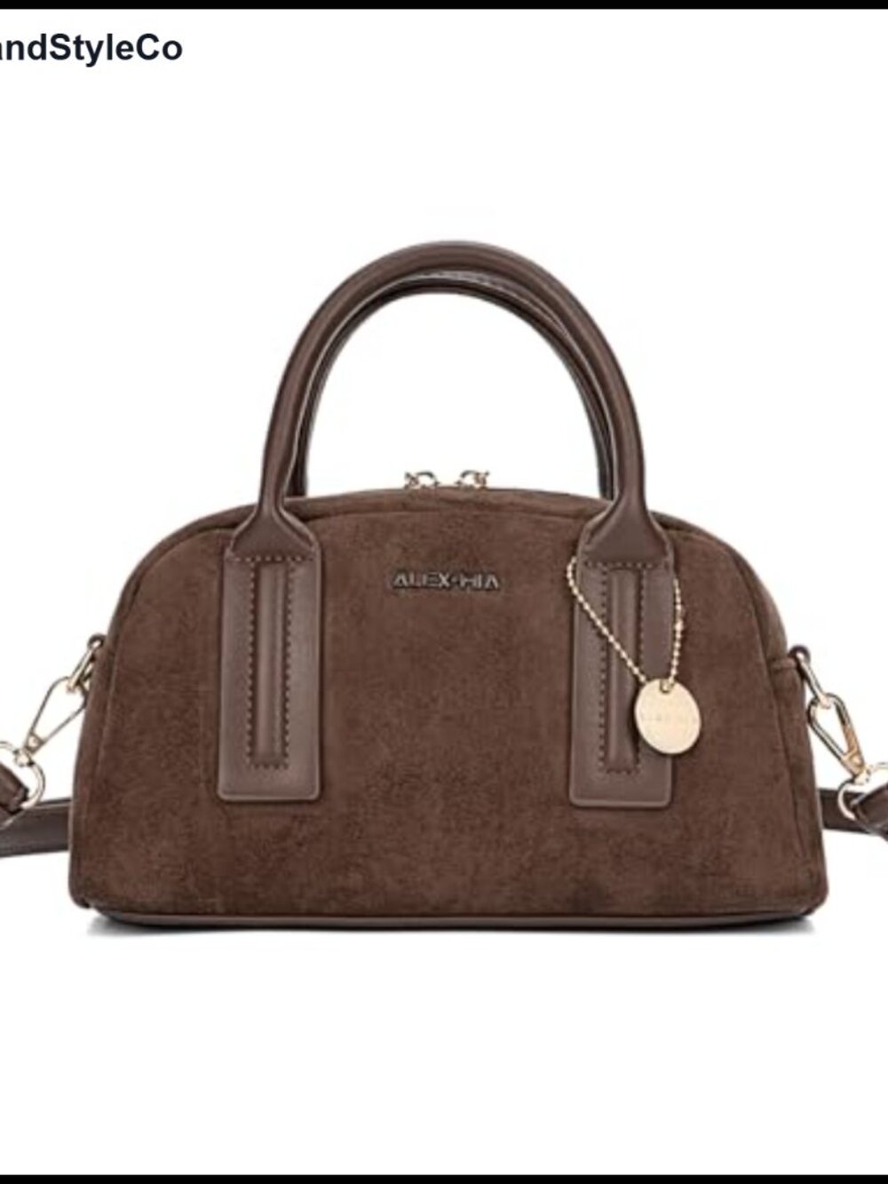 Women's Suede Crossbody Bag | Top Handle Purse | Adjustable Strap | Vegan